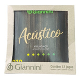 Encordoamento Giannini Acústico Violão Aço 010 Caixa Com 12