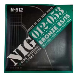 Encordoamento Nig 512 Cordas 012 P/ Violão Aço Bronze 85/15