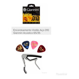 Encordoamento Violão Aço 010 Capotraste 4 Palhetas Fender 