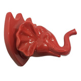 Enfeite Cabeça De Elefante Vermelha Cerâmica Red Temos Alce