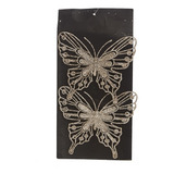 Enfeite Decorativo Conjunto 2 Borboleta Glitter Árvore Natal Cor Champanhe