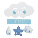 Enfeite Maternidade Chuva Amor Nuvem Azul Nome Bebê Porta