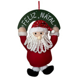 Enfeite Natalino Placa Decoração Feliz Natal Papai Noel 35cm