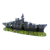 Enfeite P Aquário De Resina Navio Fragata 325 B44 +01 Placa
