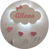 Enfeite Porta Maternidade Nuvem Com Luz Led E Chuva De Amor
