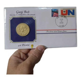 Envelope Com Selos E Linda Medalha Do Presidente George Bush