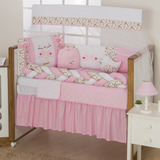 Enxoval Bebê Menina P/ Berço Kit 11pçs Rosa C/ Saia Brinde