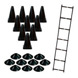 Escada Agilidade + 10 Pratos + 10 Cones Para Circuito