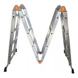 Escada Aluminio Articulada 4x4 16 Degraus 5,0m Profissional Cor Prateado