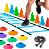 Escada + Corda +10 Pratos +10 Cones P/ Treinamento Funcional