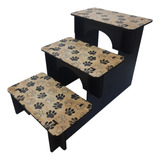 Escada Madeira 3 Degraus Para Pet Cachorro E Gato 60cm Mdf Cor Patinhas