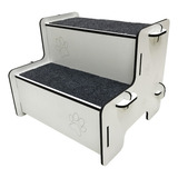 Escada Para Pet Subir Sofá Mdf 2 Degraus 33cm Carpete Cinza