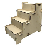 Escada Pet 4 Degraus Mdf 6mm Cru - Para Cães E Gatos