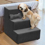 Escada Pet Para Cachorro E Gato 3 Degraus Suede Cinza Adonai