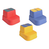 Escadinha Infantil Com Dois Degraus Criança Banquinho Cor Azul Liso