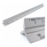 Escalímetro Régua Triangular Metal 30 Cm Escala 