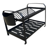 Escorredor De Louça Aço Inox Preto 16 Pratos Porta Talher 
