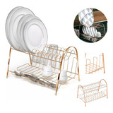 Escorredor De Louça Max Duplo 15 Pratos Rose Gold - Arthi