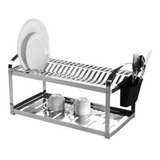 Escorredor Inox P/ 16 Pratos + Porta Talher Manox Par-053