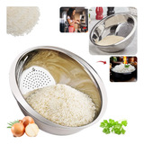 Escorredor Lavador De Arroz Massa Legumes Inox Alimentos