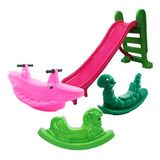 Escorrega Escorregador Médio 3 Degraus + Gangorras Infantil