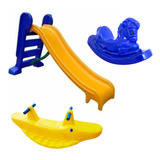 Escorregador Infantil Médio + Gangorra Cavalinho + Jacaré