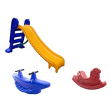 Escorregador Infantil Médio + Gangorra Cavalinho + Jacaré