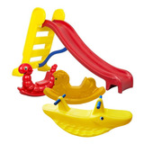 Escorregador Médio 3 Degraus + Gangorras Infantil Condomínio