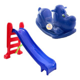 Escorregador Medio Infantil 3 Degruas + Gangorra Cachorrinho