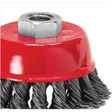 Escova De Aço Carbono Copo 75mm Rosca M14 Fio Torcido