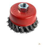 Escova De Aço Copo Trançada 3 Polegadas 75mm Com Rosca M14