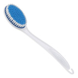 Escova De Banho Cabo Longo Cerdas Macia - Azul E Branco