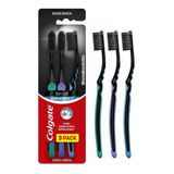 Escova De Dentes Colgate Slim Soft Black Pacote X 3 Unidades
