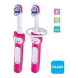 Escova Dental Cabo Curto Baby's Brush Mam 6m+ Rosa 2 Unid.