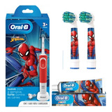 Escova Dental Elétrica Homem-aranha Oral-b + 2 Refis + Creme
