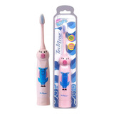 Escova Dental Eletrica Kids Infantil Rosa Porquinho Techline