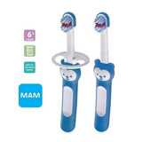 Escova Dental Mam ® Azul Cabo Curto Baby's Brush 2 Unid. 6m+