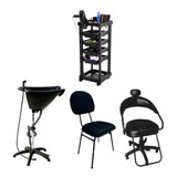 Escova Kit Cadeira+cadeira Futurama+lavatorio+carrinho Preto