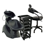 Escova Kit Lavatório Grande + Cadeira Salão +carrinho Cabelo