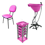 Escova Kit Salão Rosa Carrinho+ Cadeira