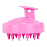 Escova Massageadora Couro Cabeludo Anti Caspa Silicone Macio Cor Rosa