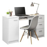 Escrivaninha Alaska Madesa 3 Gavetas 1 Porta Cor Branco - Fosco 9400091