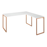Escrivaninha E-led Mesa Em L Mdp De 150m X 76.5cm X 45cm X 150cm Branco/cobre 