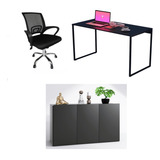 Escrivaninha Mesa Office Estudo Estilo Industrial 90cm Conj Cor Preto