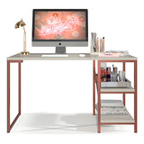 Escrivaninha Mesa Para Quarto De Estudo Home Office Ms Móveis Estilo Industrial Com Prateleiras E Espaço Para Computador Cor Cobre Off
