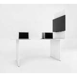 Escrivaninha Mesa Reunião P/ Escritório Com Painel Tv