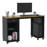 Escrivaninha Patrimar Móveis Mesa De Computador Million Mdp De 1250mm X 760mm X 450mm Preto-acetinado/nature