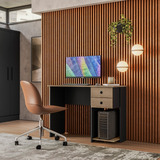 Escrivaninha Qmovi 4115 Mdp De 100cm X 75cm X 45cm Preto Cor Marrom