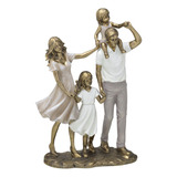 Escultura Da Familia Decorativa Casal C/duas Meninas 28cm