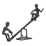 Escultura De Ferro Gangorra Com Crianças Enfeite Decorativo